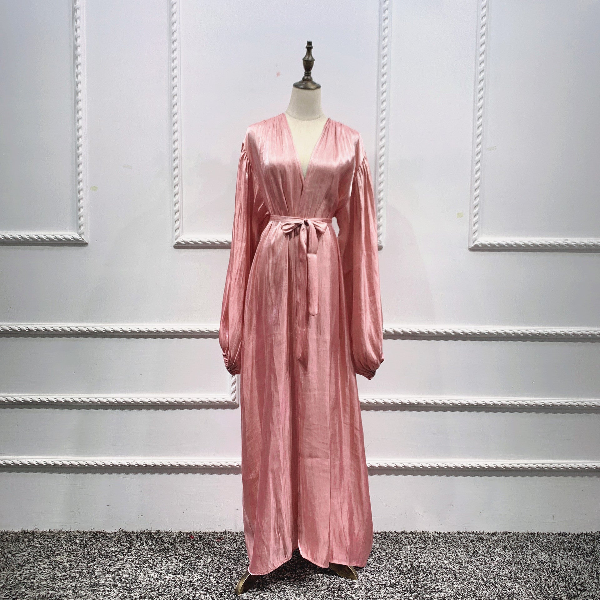 Eid Muslim Abaya Dress Kimono For Women Fashion Shining Silklike Summer Abayas Cardigan Puff Sleeve Dubai Turkey Clothes - Tech Tready