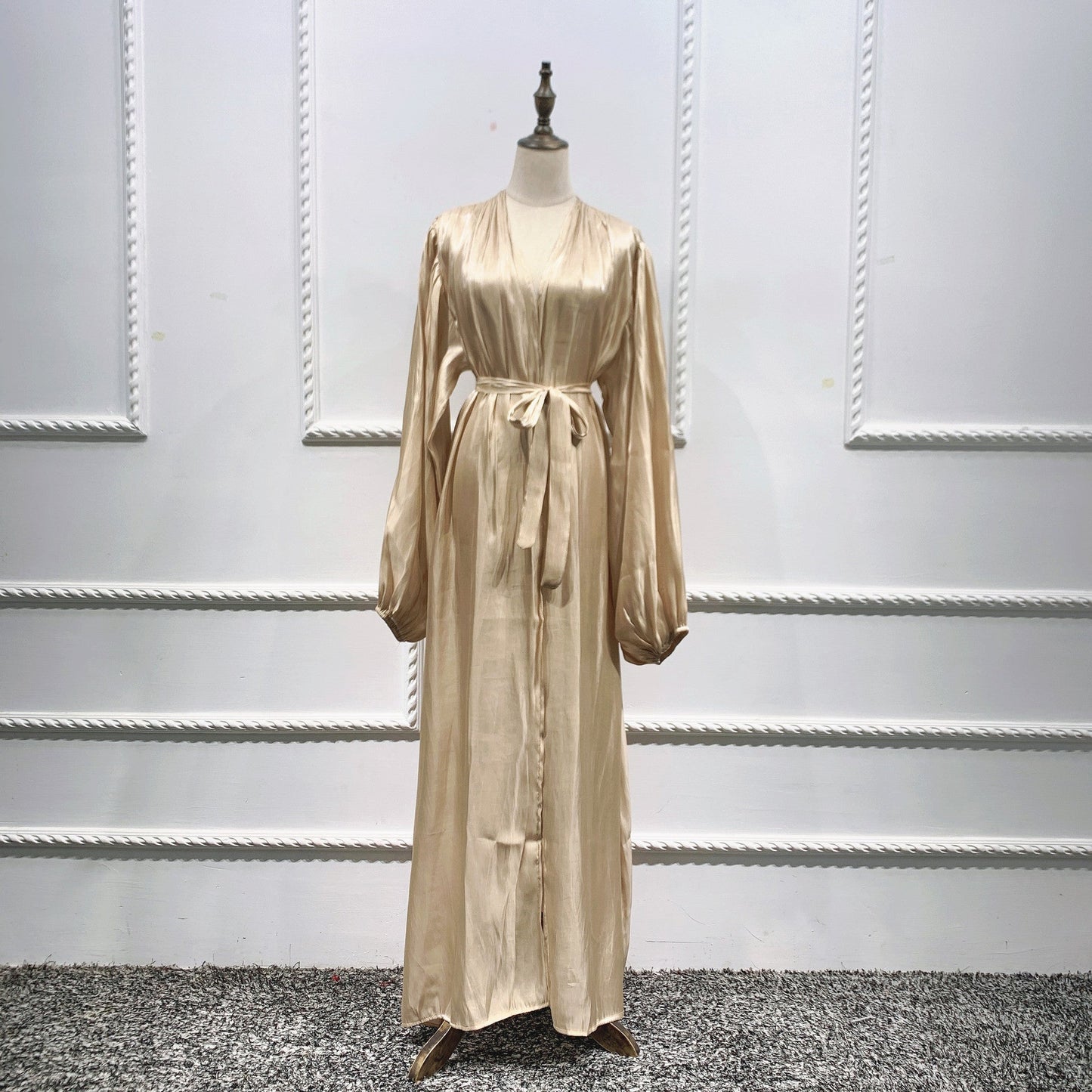Eid Muslim Abaya Dress Kimono For Women Fashion Shining Silklike Summer Abayas Cardigan Puff Sleeve Dubai Turkey Clothes - Tech Tready