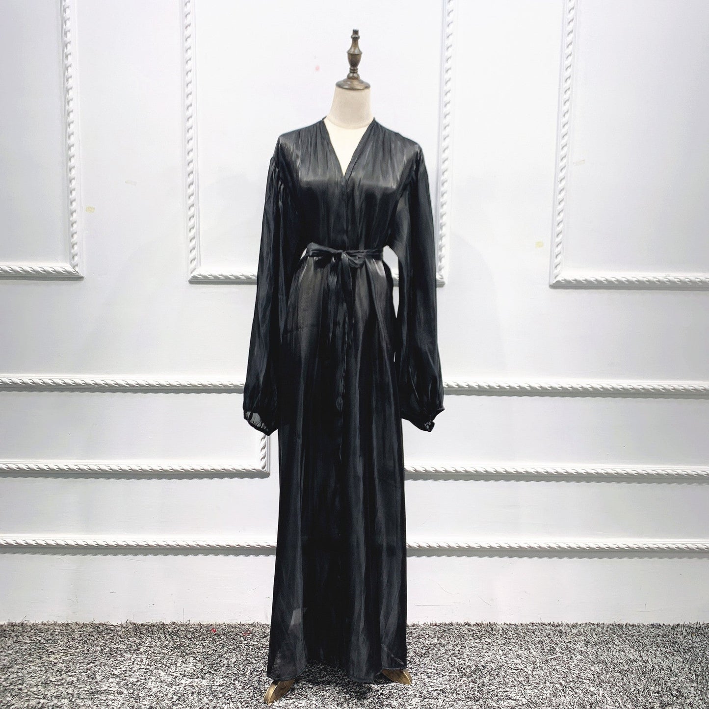 Eid Muslim Abaya Dress Kimono For Women Fashion Shining Silklike Summer Abayas Cardigan Puff Sleeve Dubai Turkey Clothes - Tech Tready