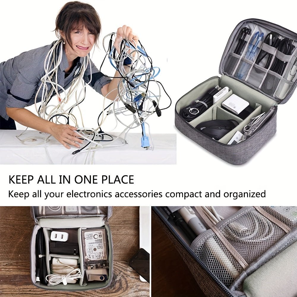 Electronics Organizer Travel Cable Organizer Bag Waterproof Portable Digital Storage Bag Electronic Accessories Case Cable Charger Organizer Case - FashionTech