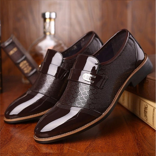 Embossed men's leather shoe covers, versatile men's casual single shoes - Tech Tready