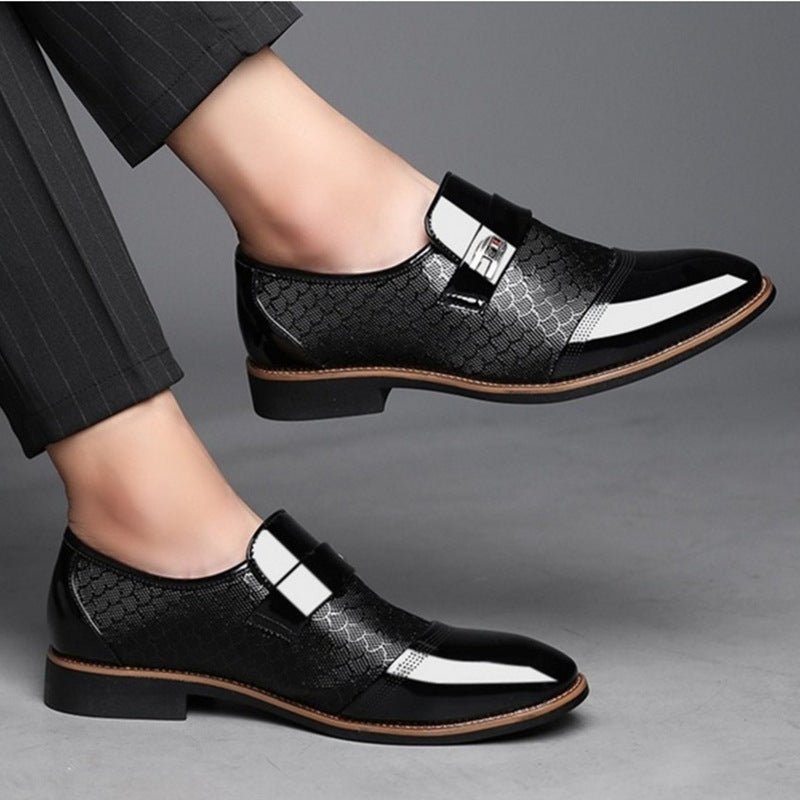 Embossed men's leather shoe covers, versatile men's casual single shoes - Tech Tready