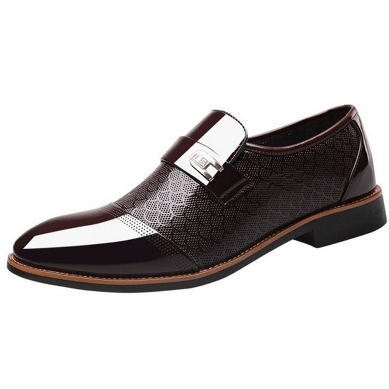 Embossed men's leather shoe covers, versatile men's casual single shoes - Tech Tready