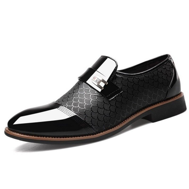 Embossed men's leather shoe covers, versatile men's casual single shoes - Tech Tready