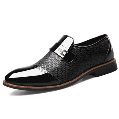 Embossed men's leather shoe covers, versatile men's casual single shoes - Tech Tready