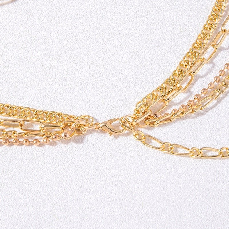 Enamel Smiley Face Charms Pearl Necklace Boho Gold Multi - layer Chunky Chain Statement Necklaces Chokers For Women - FashionTech
