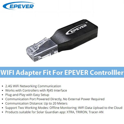 EPEVER WiFi Adapter for MPPT Solar Charge Controller EPEVER WiFi2.4G RJ45 D Communication Monitoring by Mobile Phone App - Tech Tready