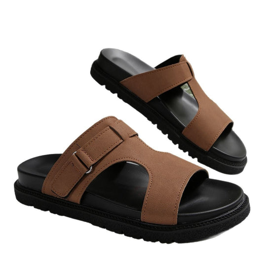 European and American Open - Toe Beach Sandals Large Size Rivet Buckle Strap Thick Sole Outdoor Wearing Slippers for Women - FashionTech