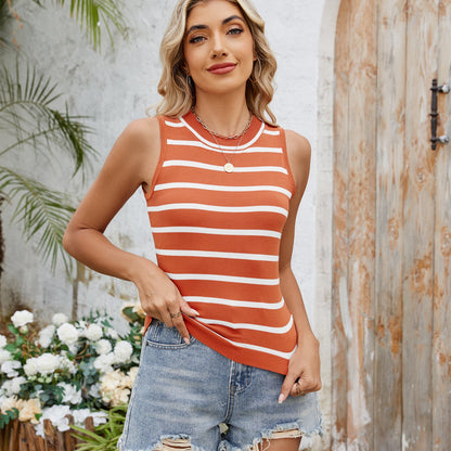 European and American retro striped slim fit vest for women - Tech Tready