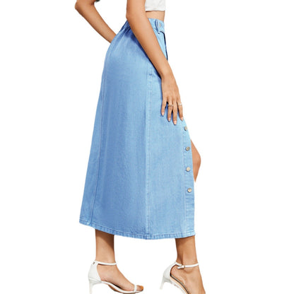 European and American semi elastic denim workwear casual skirt half skirt for women - Tech Tready