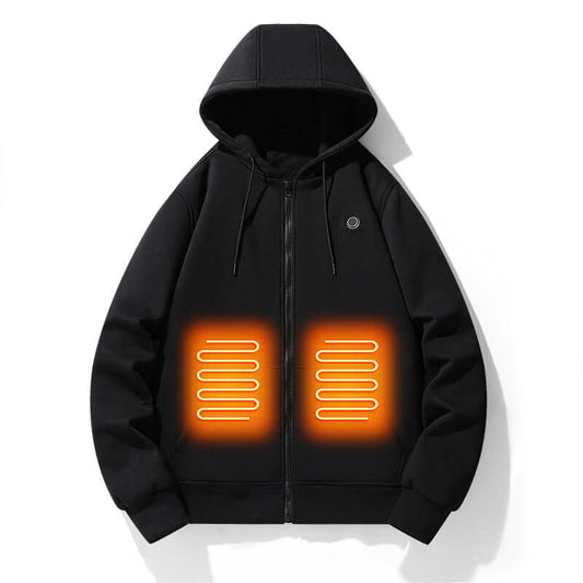 European and American zipper cardigan heating hoodie intelligent hooded five zone heating jacket outdoor warm electric clothing for men - FashionTech