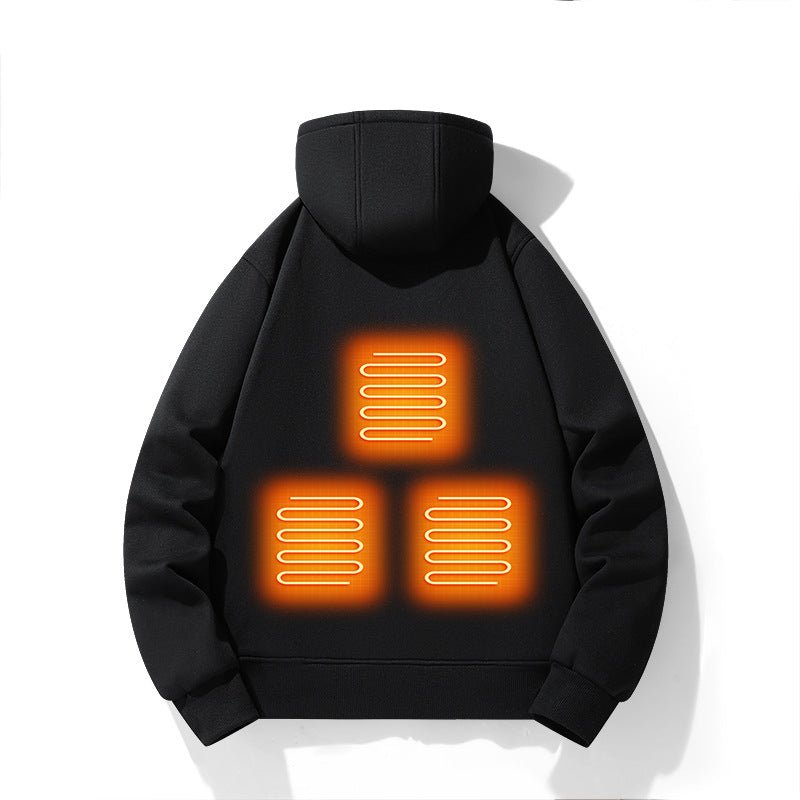 European and American zipper cardigan heating hoodie intelligent hooded five zone heating jacket outdoor warm electric clothing for men - FashionTech