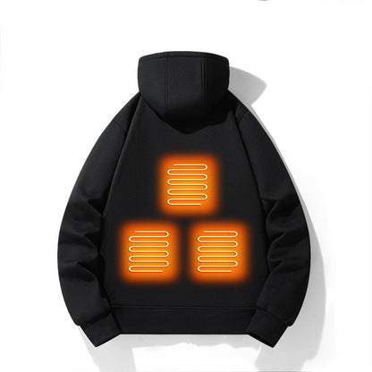 European and American zipper cardigan heating hoodie intelligent hooded five zone heating jacket outdoor warm electric clothing for men - FashionTech