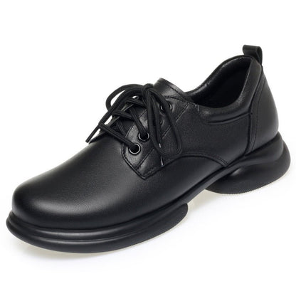 Fashion women's single leather shoes low heel thick heel casual single shoes - FashionTech