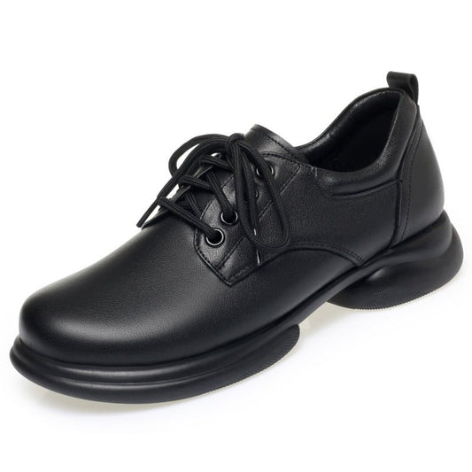 Fashion women's single leather shoes low heel thick heel casual single shoes - FashionTech