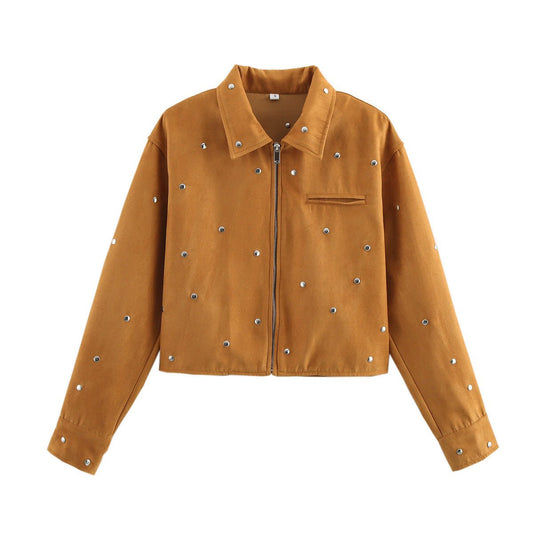 Fashionable and casual willow nail decoration deer skin jacket jacket l - FashionTech