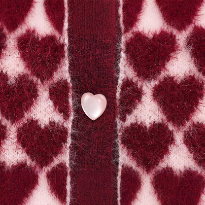 Fashionable heart - shaped pattern jacquard round neck knitted vest - FashionTech