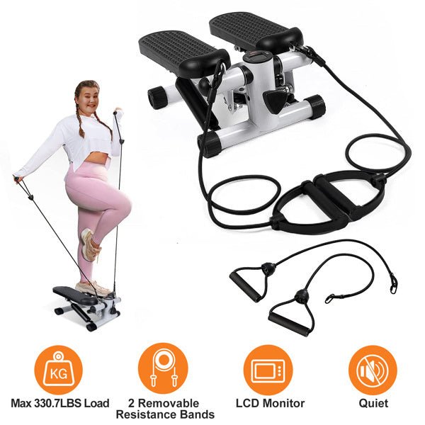 Fitness Step Machine, Mini Step Machine With Resistance Band, Home Fitness Equipment With 330.7LBS Load - bearing Capacity, Hydraulic Fitness Step Machine With LCD Display Screen - Tech Tready