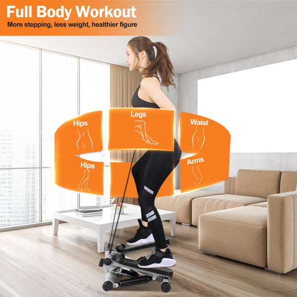 Fitness Step Machine, Mini Step Machine With Resistance Band, Home Fitness Equipment With 330.7LBS Load - bearing Capacity, Hydraulic Fitness Step Machine With LCD Display Screen - Tech Tready