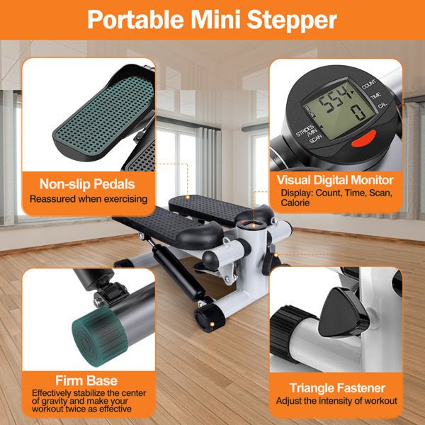Fitness Step Machine, Mini Step Machine With Resistance Band, Home Fitness Equipment With 330.7LBS Load - bearing Capacity, Hydraulic Fitness Step Machine With LCD Display Screen - Tech Tready