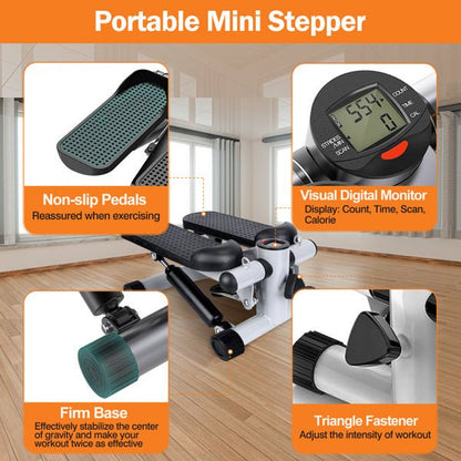 Fitness Step Machine, Mini Step Machine With Resistance Band, Home Fitness Equipment With 330.7LBS Load - bearing Capacity, Hydraulic Fitness Step Machine With LCD Display Screen - Tech Tready