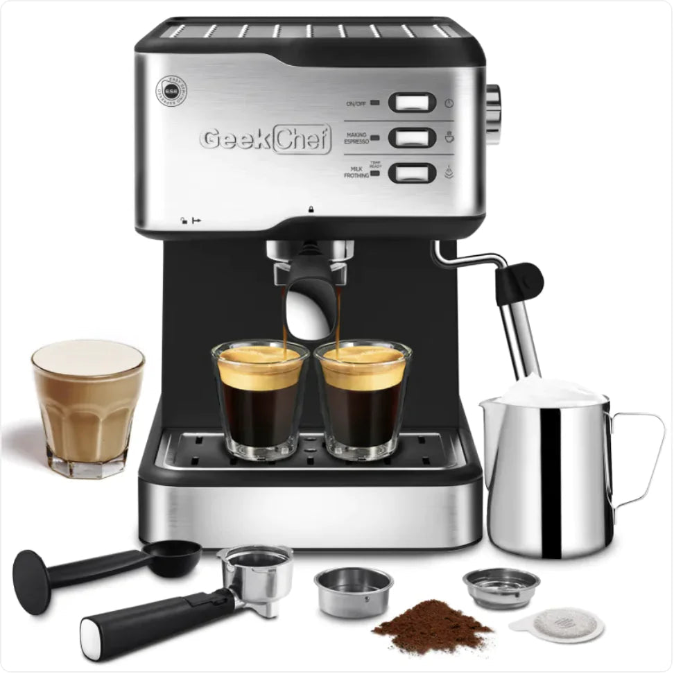 Geek Chef 20 - Bar Espresso Machine with Milk Frother - Tech Tready