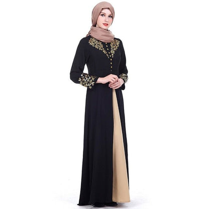 Gold Stamping Printing Muslim Dress Women Dubai Abaya Black Robe Long Sleeve Cardigan Kaftan Elegant Design Maxi Dresses Clothes - Tech Tready