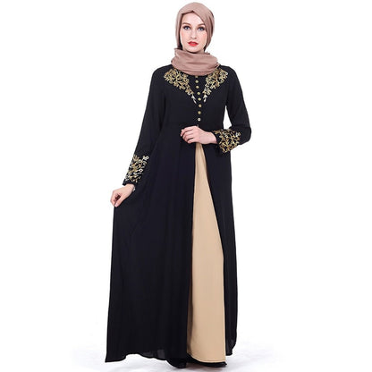 Gold Stamping Printing Muslim Dress Women Dubai Abaya Black Robe Long Sleeve Cardigan Kaftan Elegant Design Maxi Dresses Clothes - Tech Tready