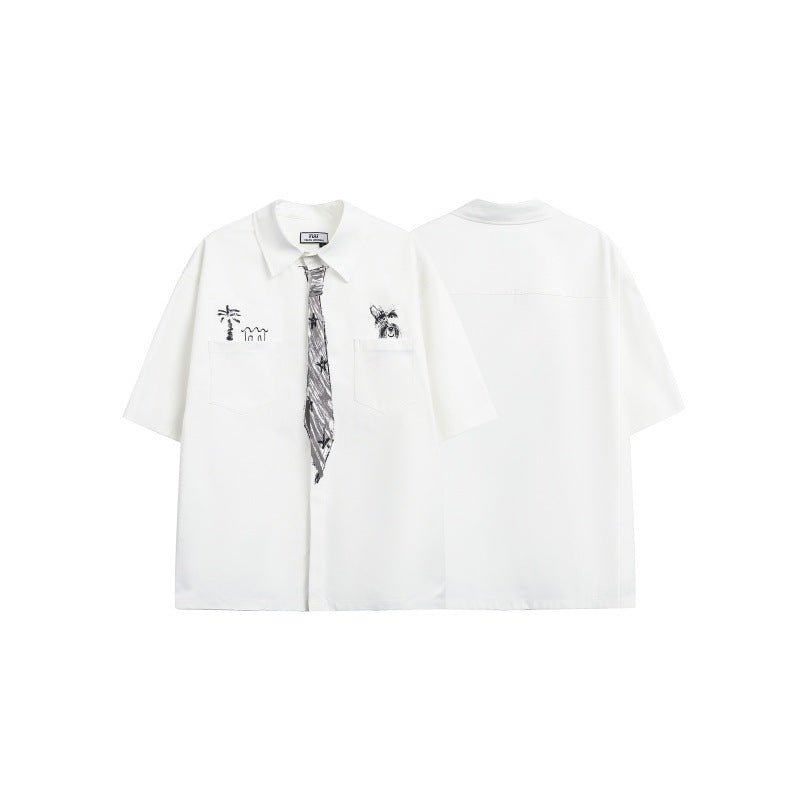 Hand drawn tie design for men's and women's loose shirts - FashionTech