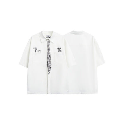 Hand drawn tie design for men's and women's loose shirts - FashionTech