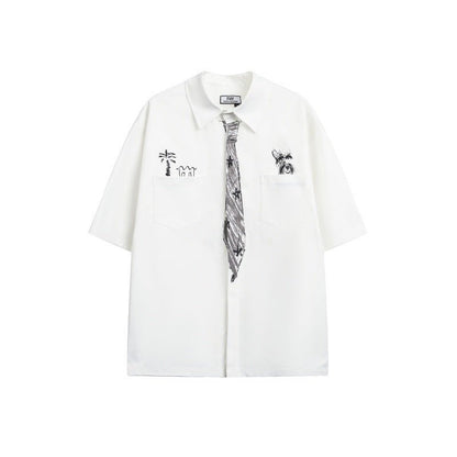 Hand drawn tie design for men's and women's loose shirts - FashionTech