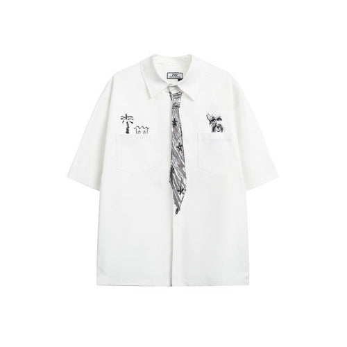Hand drawn tie design for men's and women's loose shirts - FashionTech