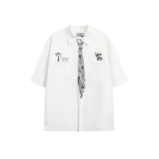Hand drawn tie design for men's and women's loose shirts - FashionTech