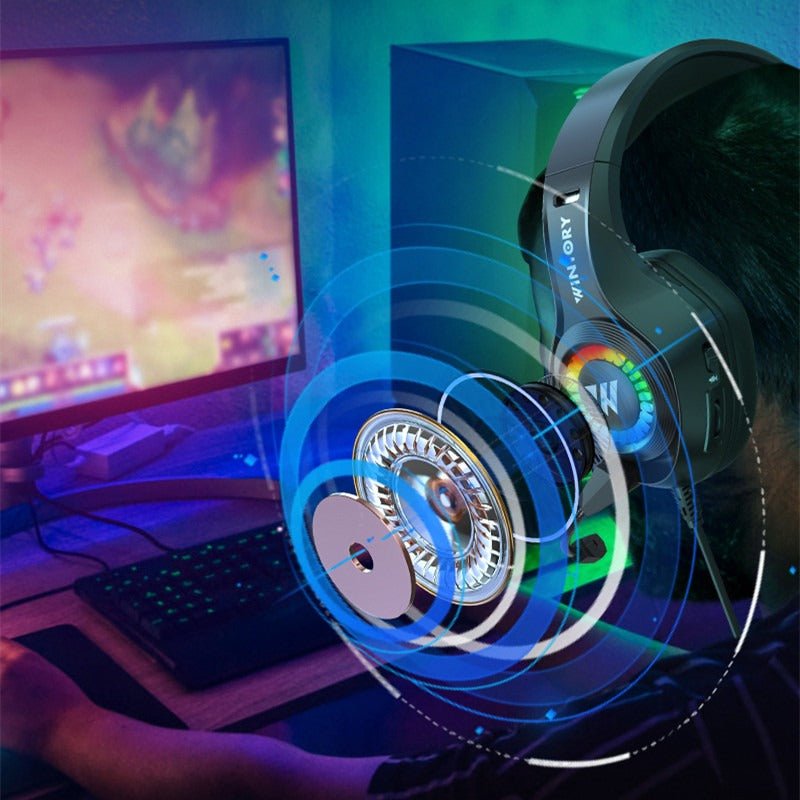 Head mounted gaming headphones wired e - sports luminous earphones mobile phones computers cool anchor headphones - FashionTech