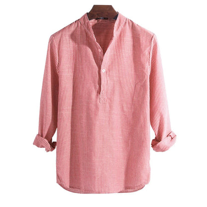 Helisopus New Fashion Spring Summer Casual Men's Shirt Cotton Long Sleeve Striped Slim Fit Stand Collar Shirts S - 5XL - Tech Tready