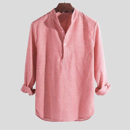 Helisopus New Fashion Spring Summer Casual Men's Shirt Cotton Long Sleeve Striped Slim Fit Stand Collar Shirts S - 5XL - Tech Tready