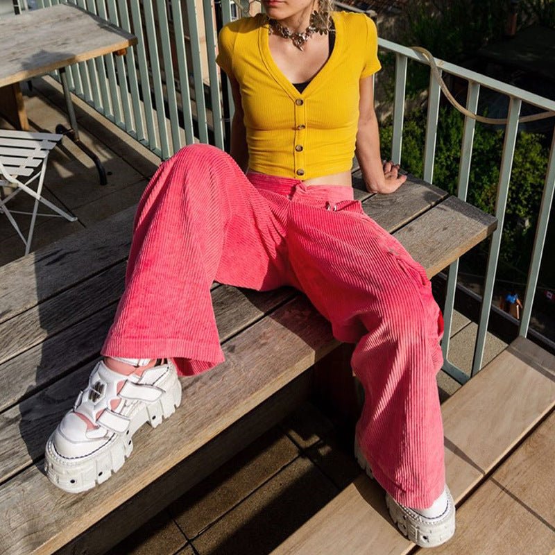 High waist straight pants - FashionTech