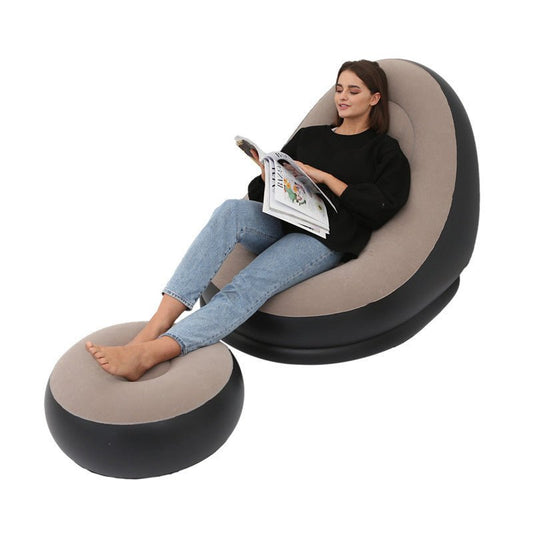 Inflatable Air Mattress Lazy Sofa Deck Chair Comfortable Leg Stool Rest Single Beanbag for home and Outdoor Use - FashionTech