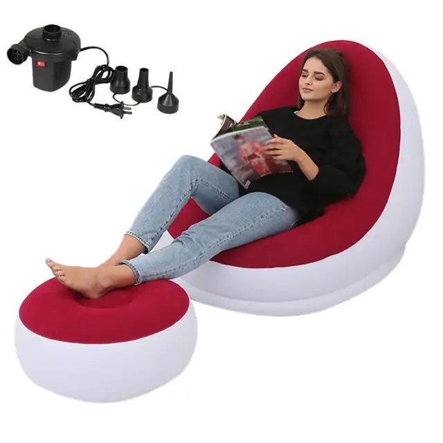 Inflatable Air Mattress Lazy Sofa Deck Chair Comfortable Leg Stool Rest Single Beanbag for home and Outdoor Use - FashionTech