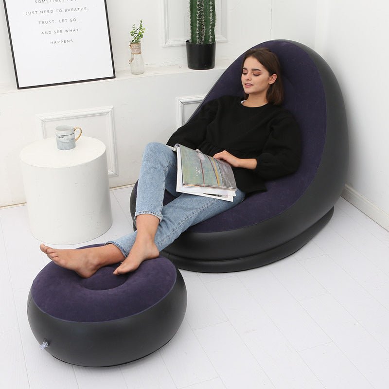 Inflatable Air Mattress Lazy Sofa Deck Chair Comfortable Leg Stool Rest Single Beanbag for home and Outdoor Use - FashionTech