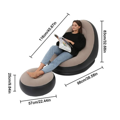 Inflatable Air Mattress Lazy Sofa Deck Chair Comfortable Leg Stool Rest Single Beanbag for home and Outdoor Use - FashionTech