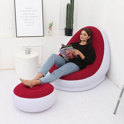Inflatable Air Mattress Lazy Sofa Deck Chair Comfortable Leg Stool Rest Single Beanbag for home and Outdoor Use - FashionTech