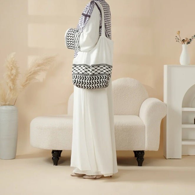 Keffiyeh Style Abaya With Crossbody Bag - Tech Tready