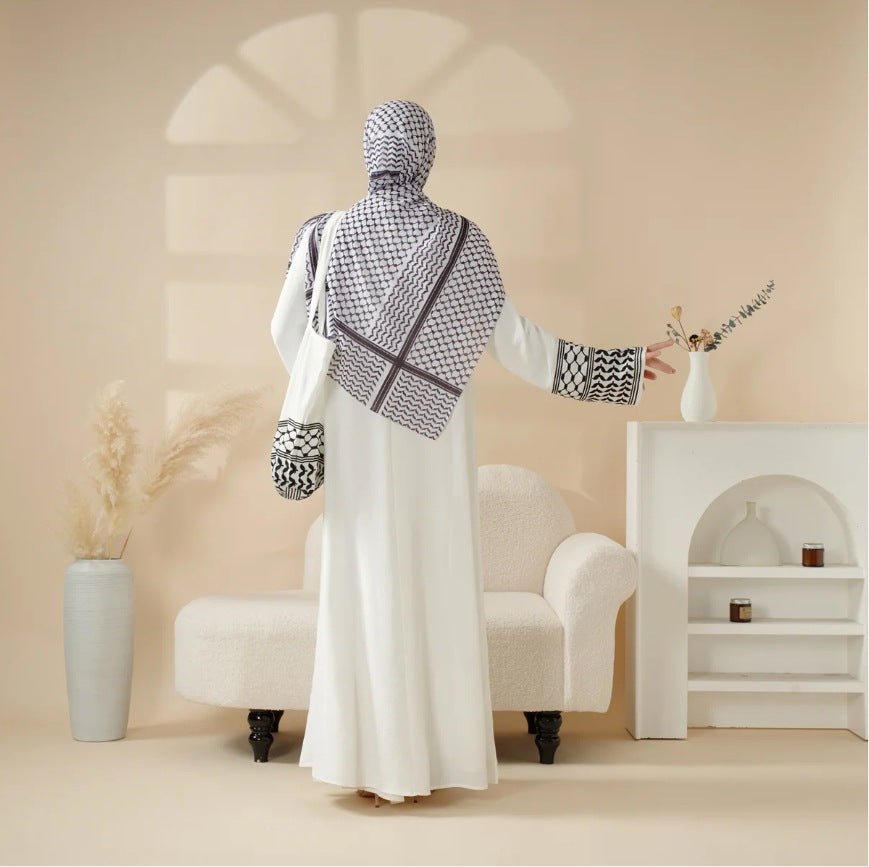 Keffiyeh Style Abaya With Crossbody Bag - Tech Tready