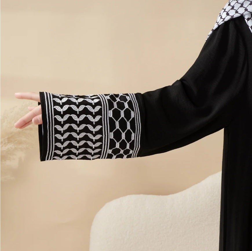 Keffiyeh Style Abaya With Crossbody Bag - Tech Tready