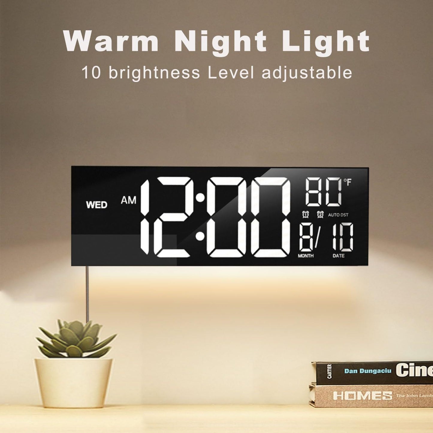 Large Digital Wall Clock with Remote Control Big LED/Dual Alarm/8 RGB Colors Digital Alarm Clock Electronic Watch - FashionTech