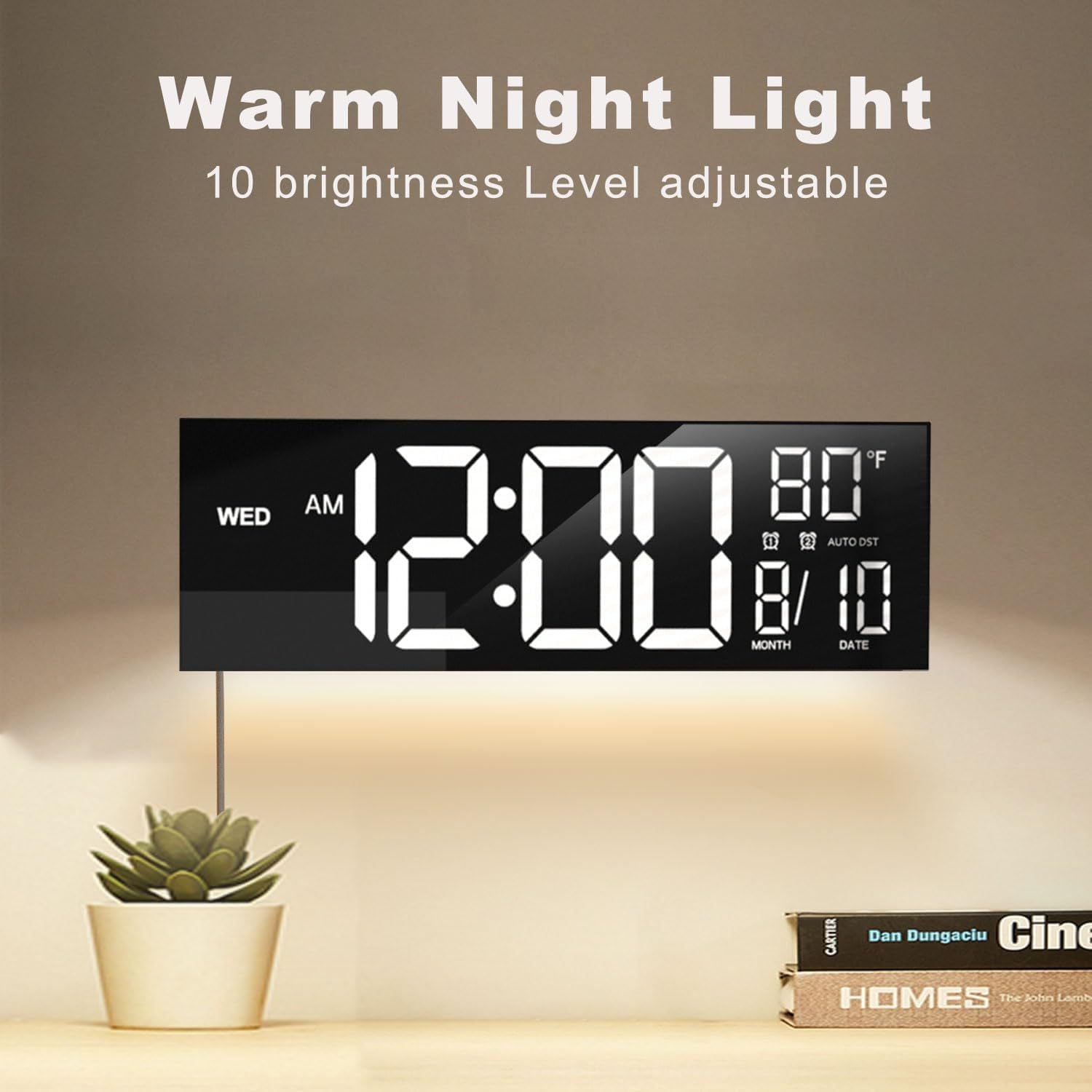 Large Digital Wall Clock with Remote Control Big LED/Dual Alarm/8 RGB Colors Digital Alarm Clock Electronic Watch - FashionTech