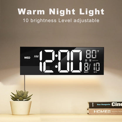 Large Digital Wall Clock with Remote Control Big LED/Dual Alarm/8 RGB Colors Digital Alarm Clock Electronic Watch - FashionTech