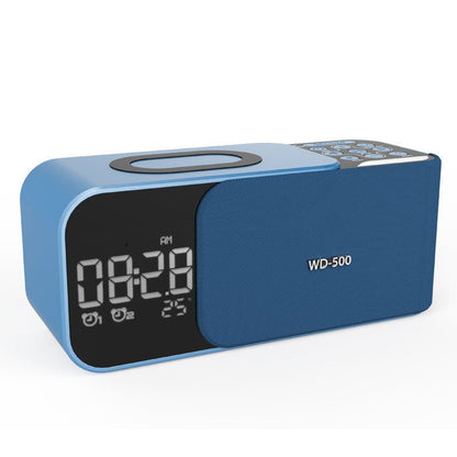 Led Wireless Charging Alarm Clock Fm Radio Bluetooth Speaker With Microphone Temperature Indicator Digital Display Speakers - FashionTech