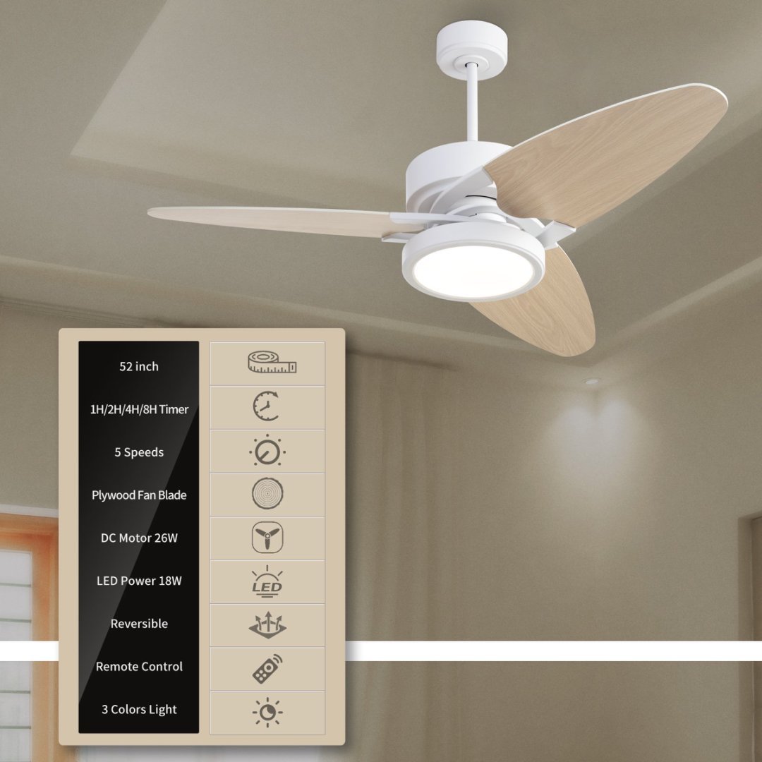 Light Pro 52 In. LED Indoor White Smart Ceiling Fan With Remote Control - Tech Tready